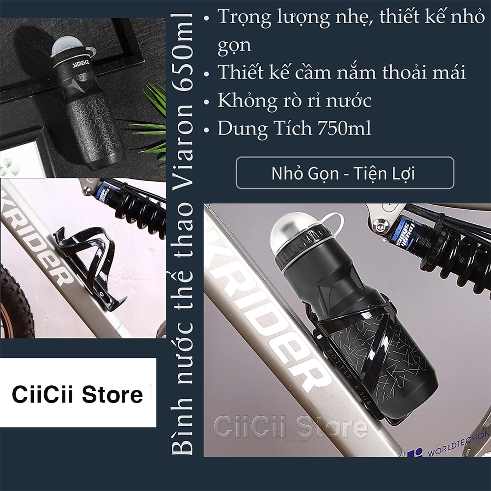 Bộ Bình Nước Thể Thao 750ml Có Giá Đỡ Gắn Xe Đạp Tiện Dụng - Hàng Nhập Khẩu