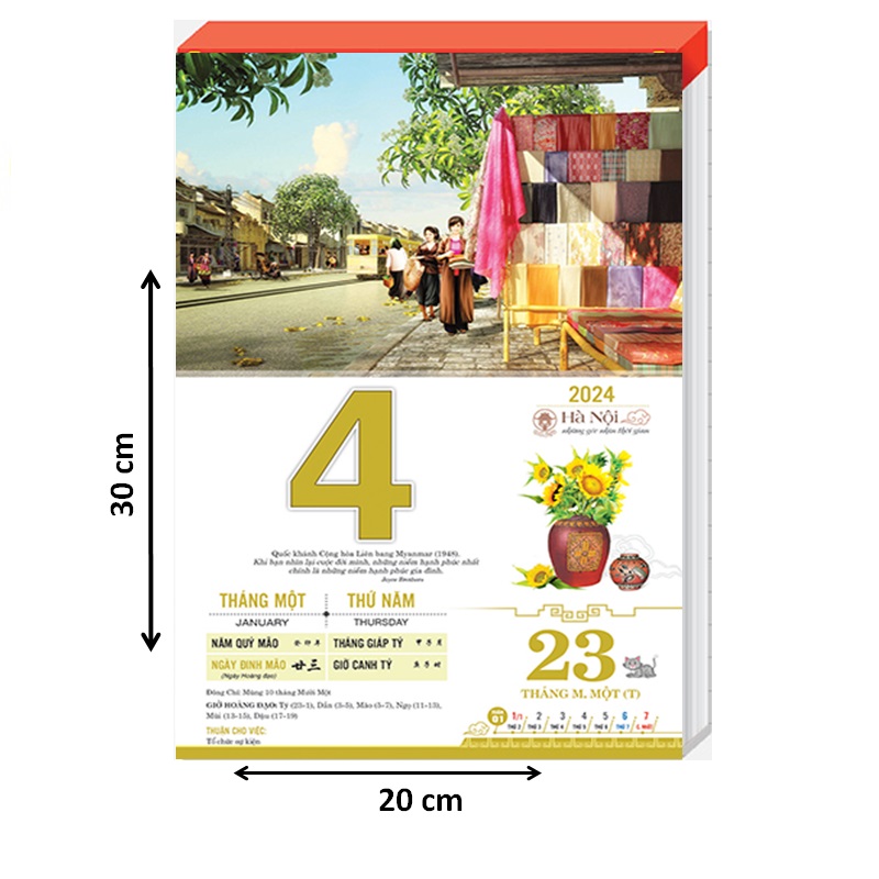 Bloc lịch 2024 - kích thước 20cm x 30 cm – Lịch Hà Nội NH07