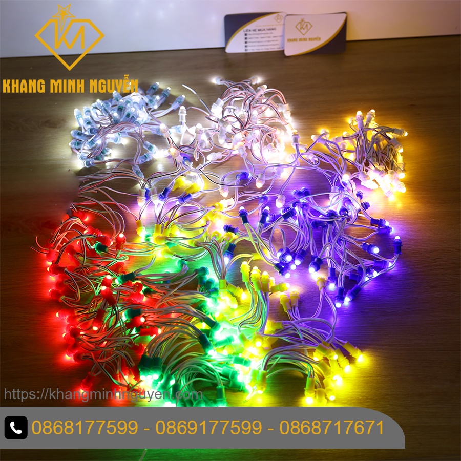 Giá 1 bó 50 bóng led đúc F5, đế 9mm - Để đục, chống nước, ánh sáng Xanh Dương làm bảng hiệu