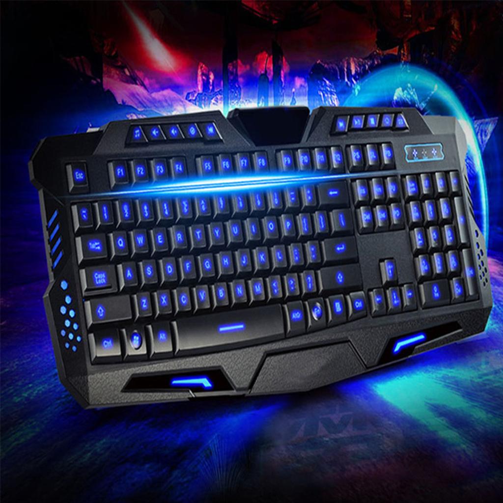 Gaming Keyboard, Backlit USB Wired Standard With 3 Ajustable Colors for Windows PC Gamer Desktop Computer