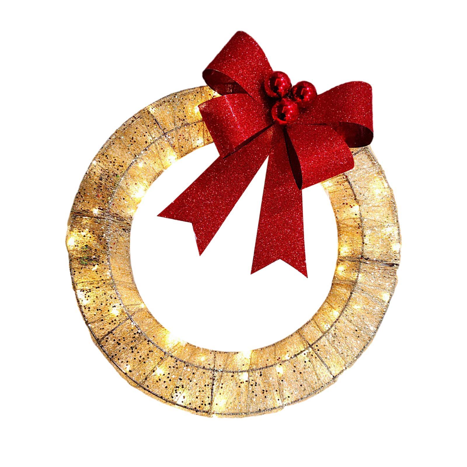 Christmas Wreath Flower Wreaths Ornaments Warm Light Wreath Front Door Wreath for Outdoor Home Window Living Room Balcony