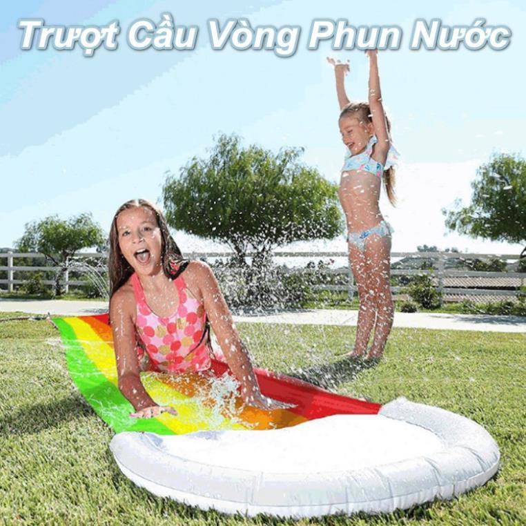 Trượt Nước Cầu Vòng Phun Nước Ngoài Trời Cho Bé Và Gia Đình
