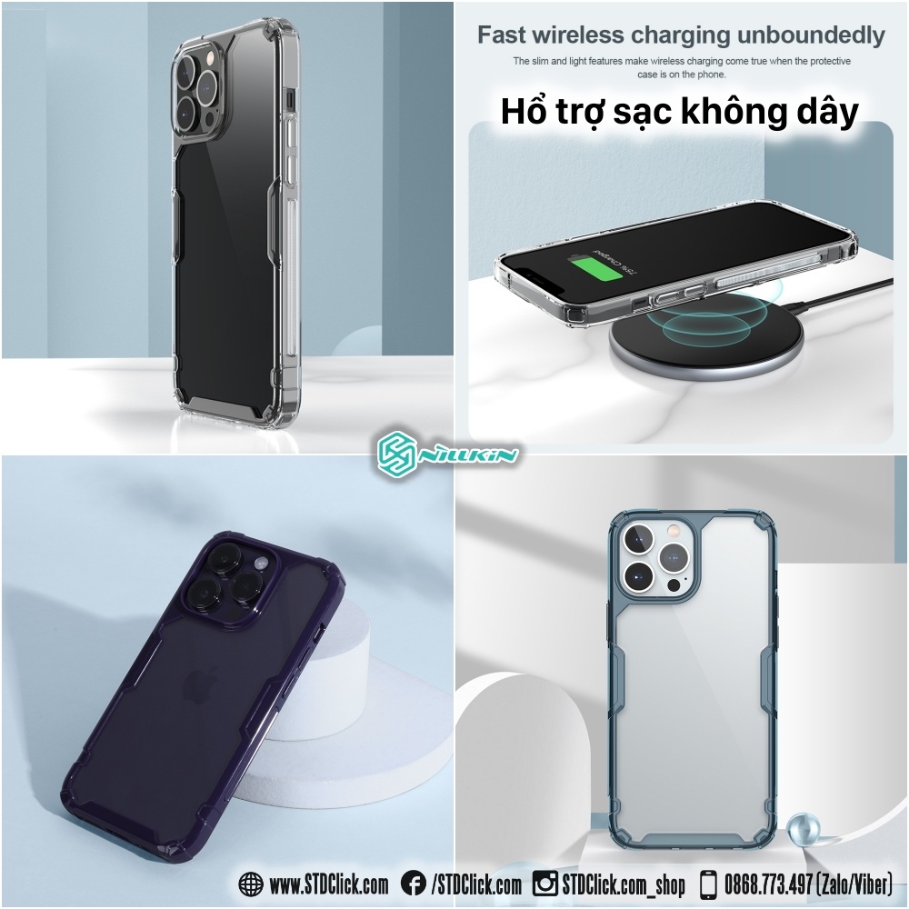 ỐP LƯNG DÀNH CHO ĐIỆN THOẠI IPHONE 14 PRO NILLKIN NATURE TPU PRO LƯNG KÍNH PC TRONG VIỀN DẺO