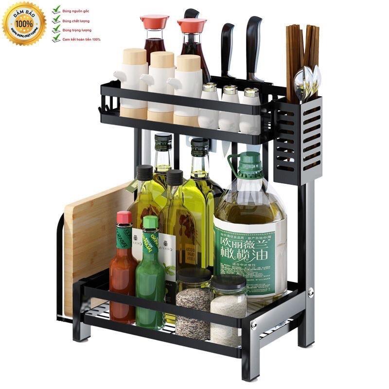 Kệ gia vị sơn tĩnh điện chống rỉ cao cấp 2 tầng và 3 tầng bản đầy đủ nhất