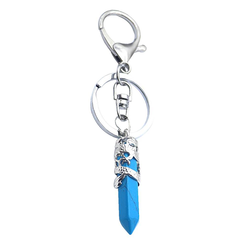 Fashion Hexagonal Dragon Crystal Quartz Keychain Key Chain