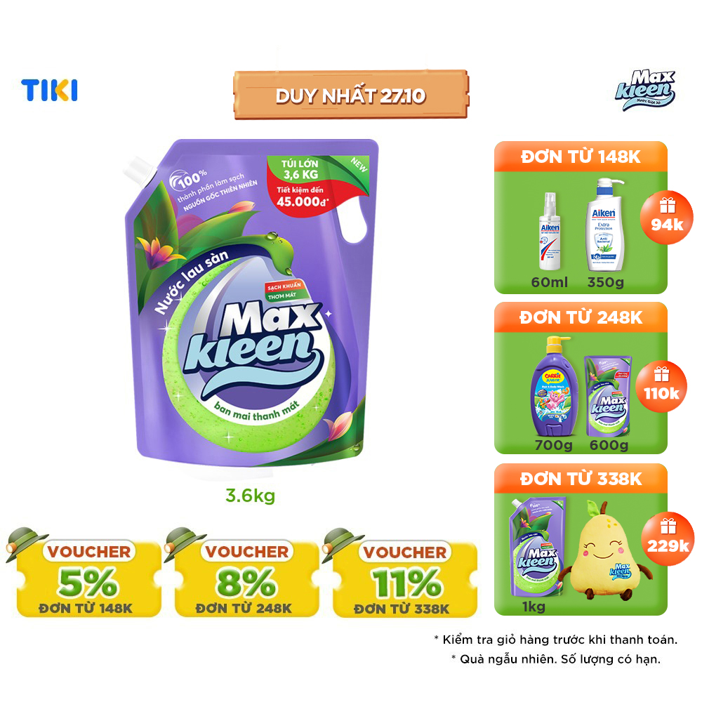 Túi Nước Lau Sàn MaxKleen 3.6kg - Ban Mai Thanh Mát