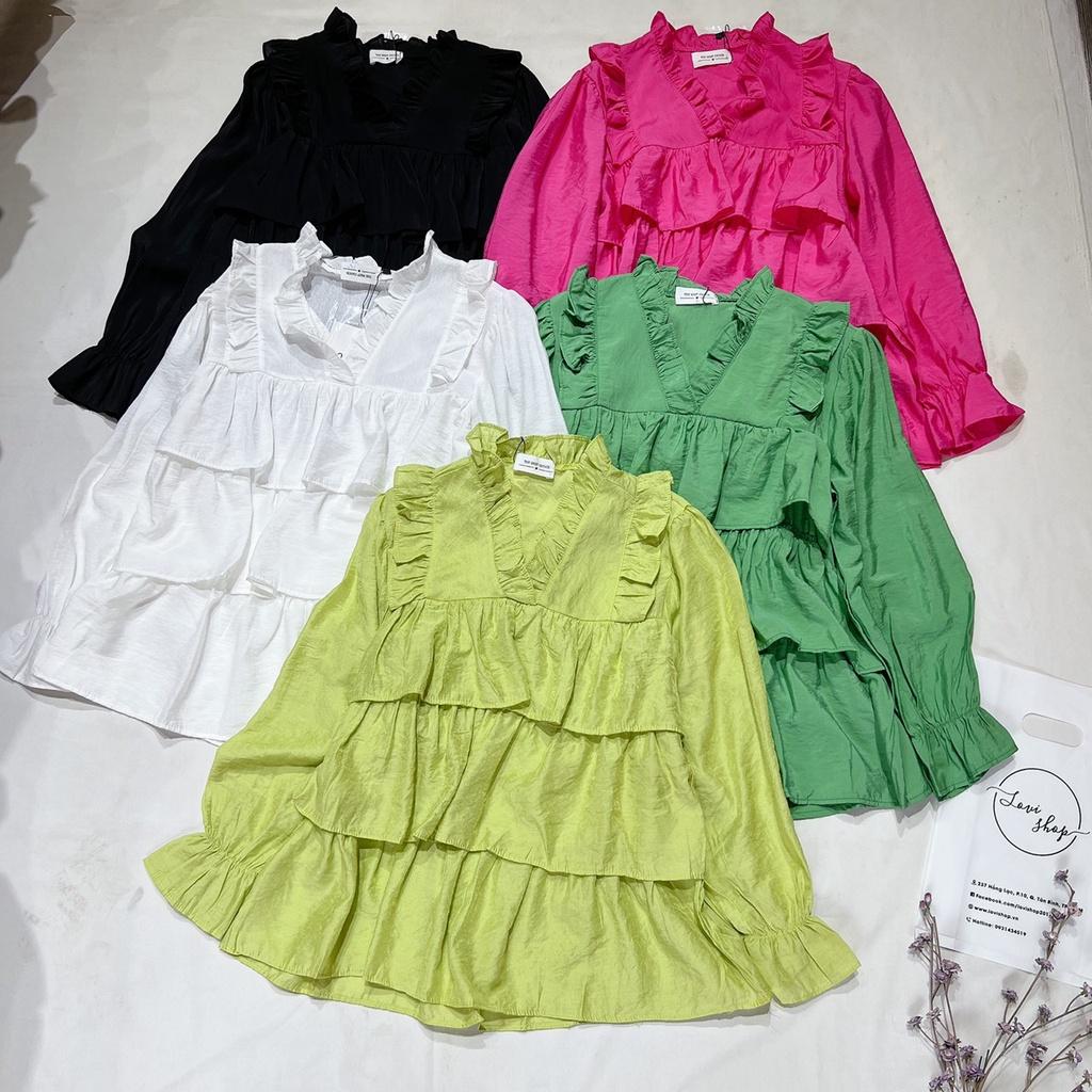 Áo bèo tầng babydoll xanh bơ nhiều màu Lovi