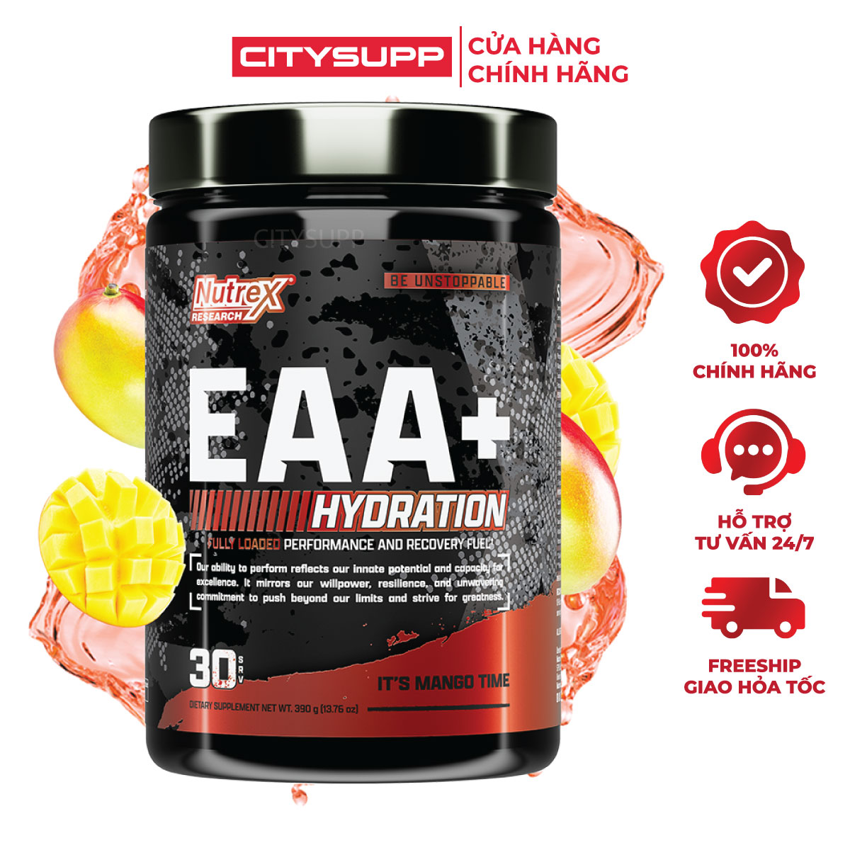 Nutrex Eaa Hydration, Phục Hồi &Amp; Xây Dựng Cơ Bắp, Sức Mạnh, Sức Bền, Bổ Sung 8G Amino Axit Thiết Yếu Bcaa 1.5G Chất Điện Giải, 30 Lần Dùng - Blood Orange