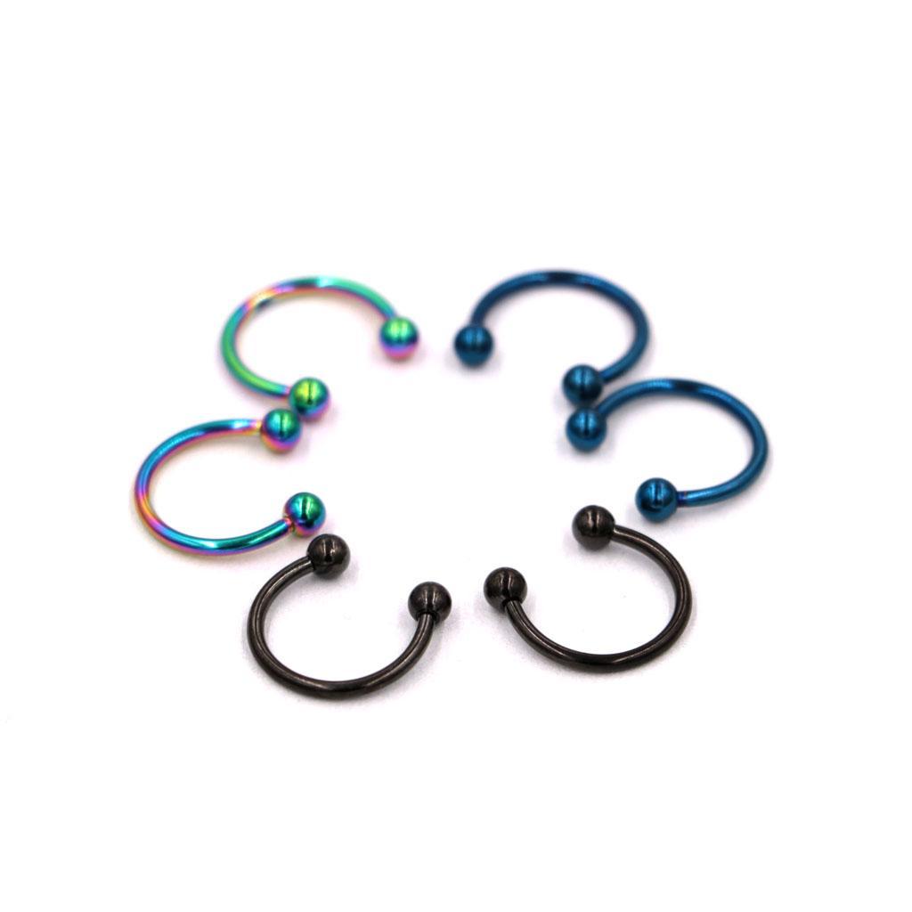 3 Pairs Stainless Steel Circular Ball Septum Nose Rings Jewelry Gift