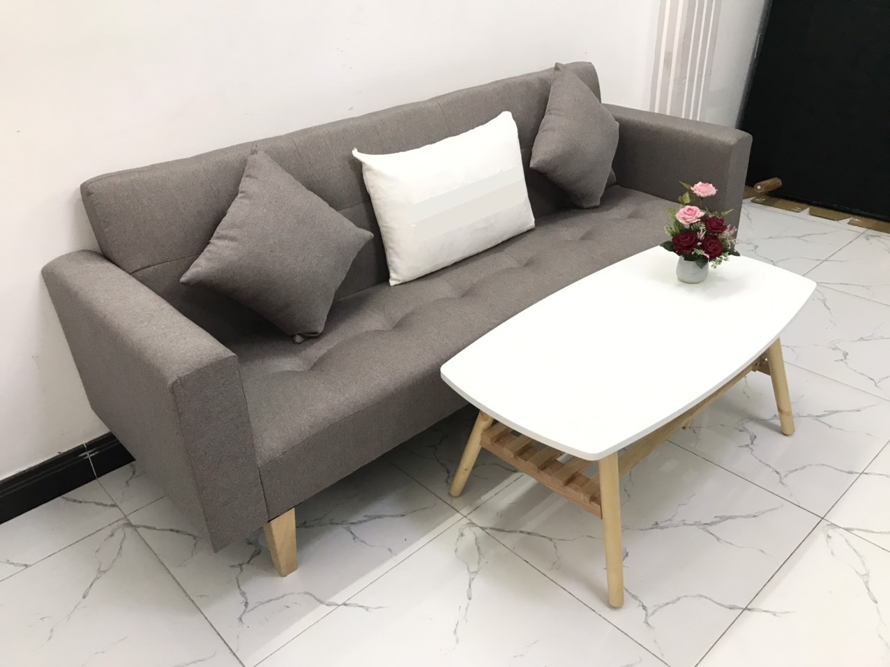 Bộ ghế sofa giường sofa bed tay vịn phòng khách salon linco12