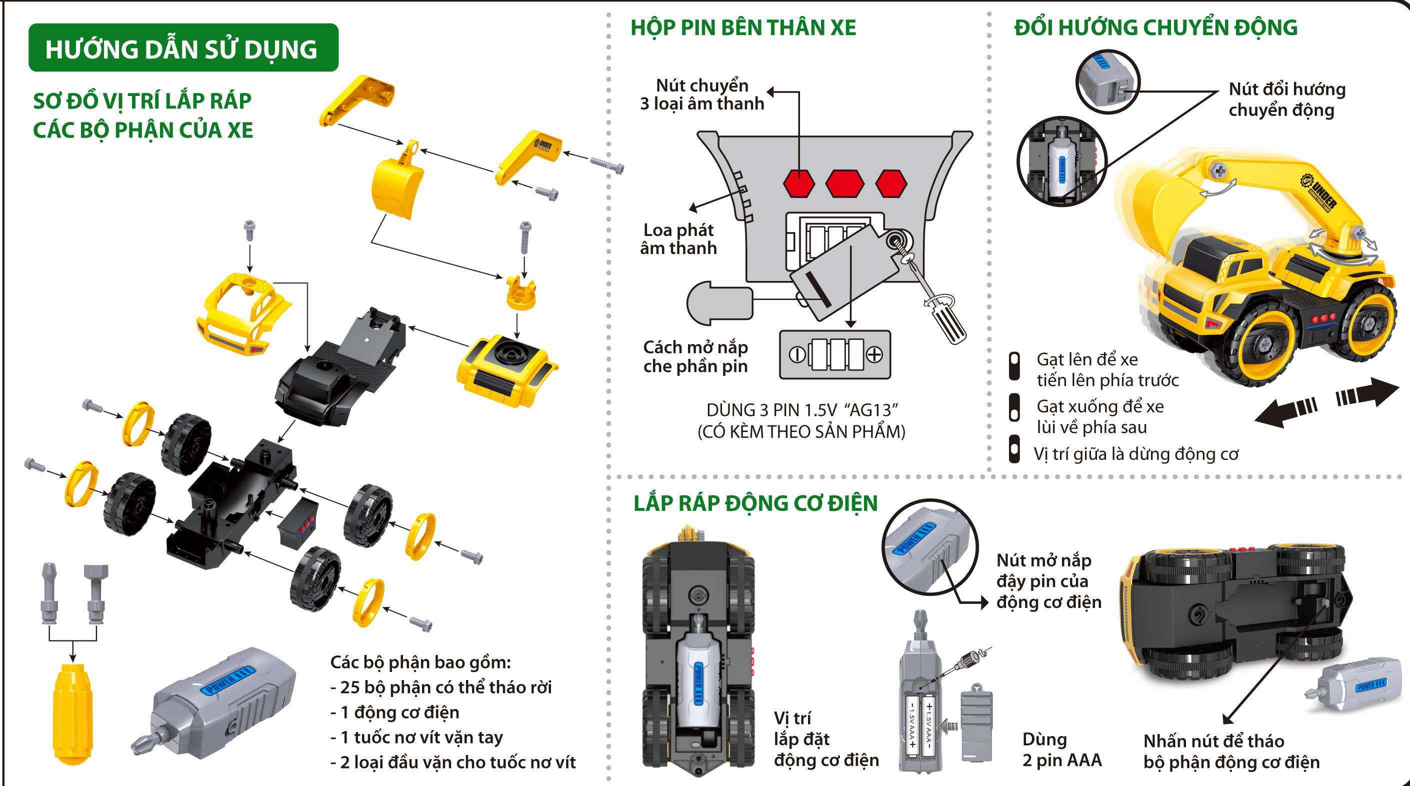 Xe Xúc Chuyên Dụng - No. 839619 - Xe Công Trình tự tháo lắp - Tặng kèm Bút sáp dầu 12 màu