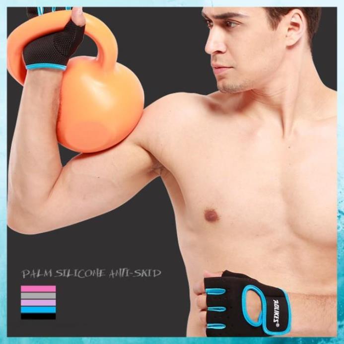 Găng Tay Tập Gym Thể Thao Hở Lưng Al 1678 Thoáng Khí, Bảo Vệ Bàn Tay Chống Trượt