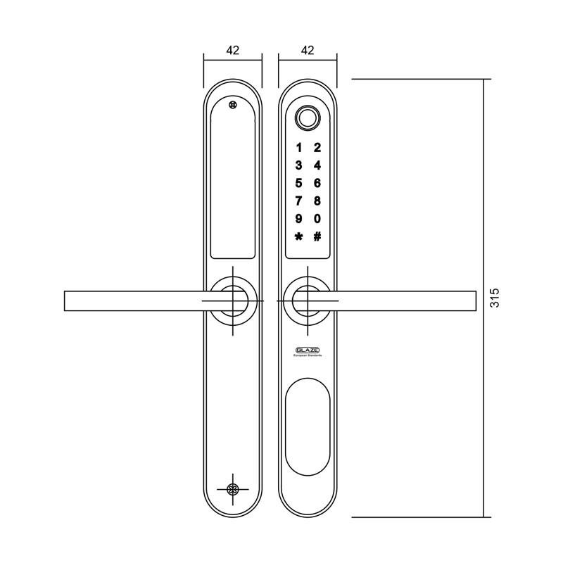 Khóa điện tử Glaze dùng thẻ 13.56Mhz, mật khẩu, vân tay, chìa cơ, Bluetooth cho cửa nhôm Xingfa DL3025 - Hàng chính hãng