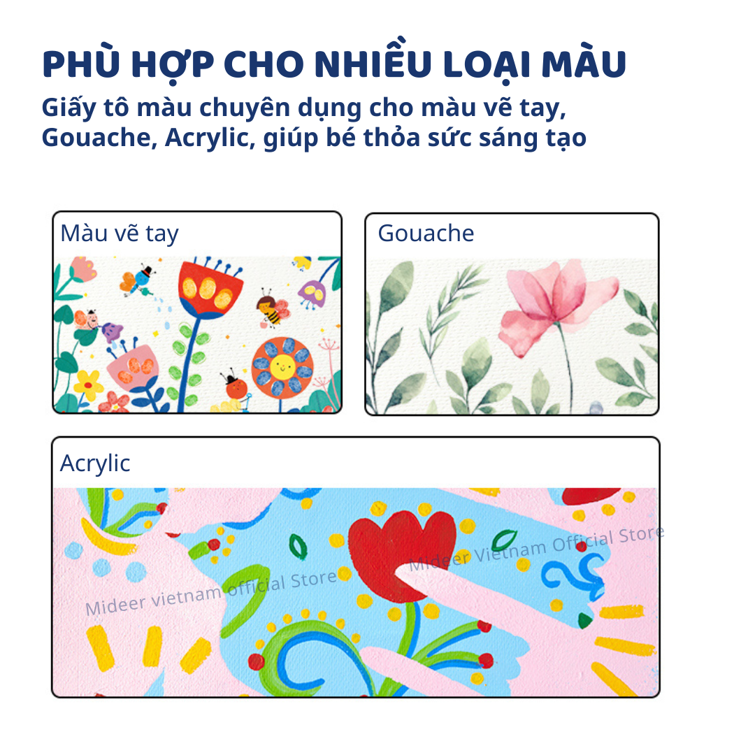 Giấy vẽ màu nước cứng cáp, giấy canson vẽ màu nước, sơn dầu, acrylic Mideer Premium Paint Paper Pad