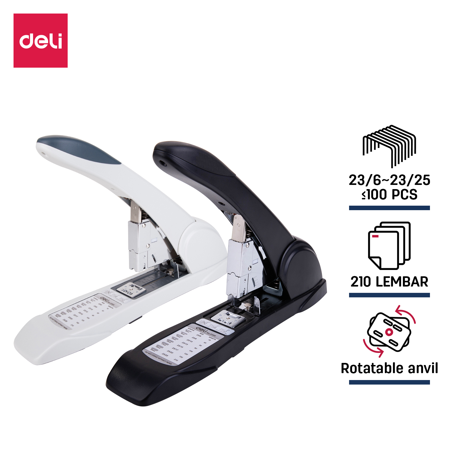 Dập Ghim Deli, Cỡ Lớn 210 Trang, Đen, Xám - 1 Cái E0395 - Đen
