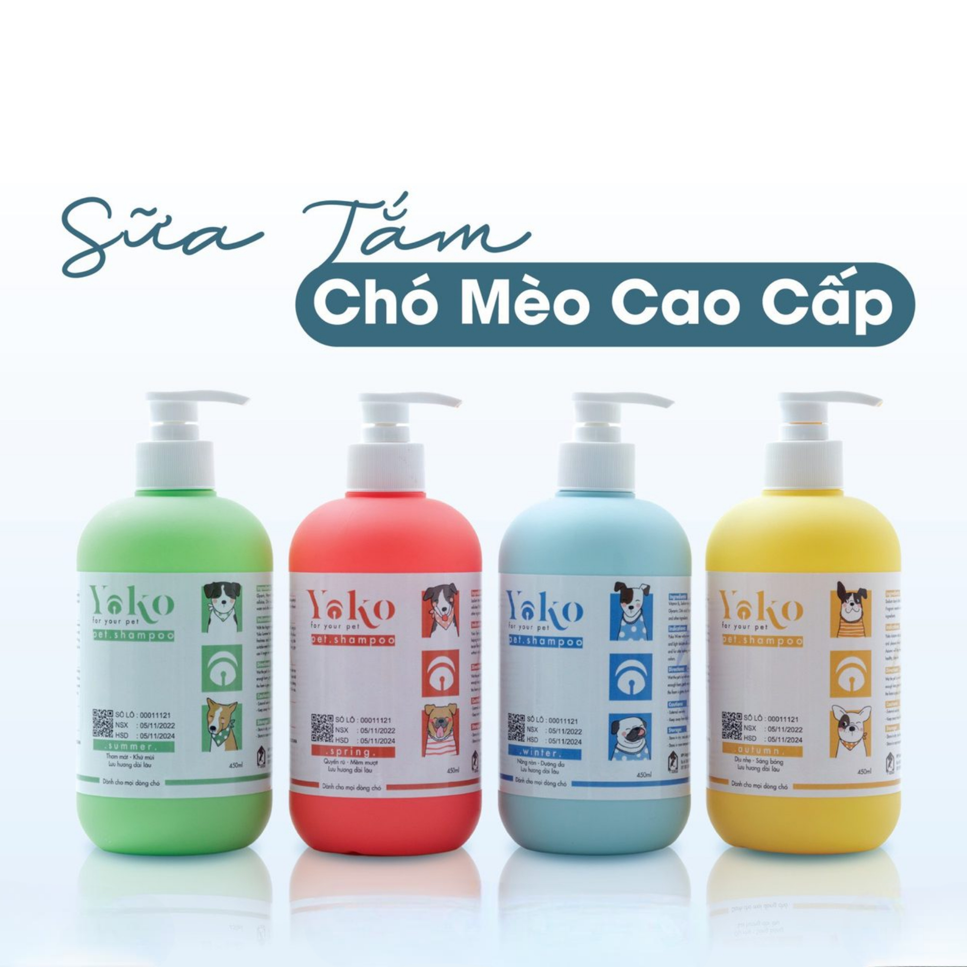 Sữa Tắm Cao Cấp Yoko Cho Chó Mèo Hương Thơm Tự Nhiên Dịu Nhẹ 450ml - YonaPetshop