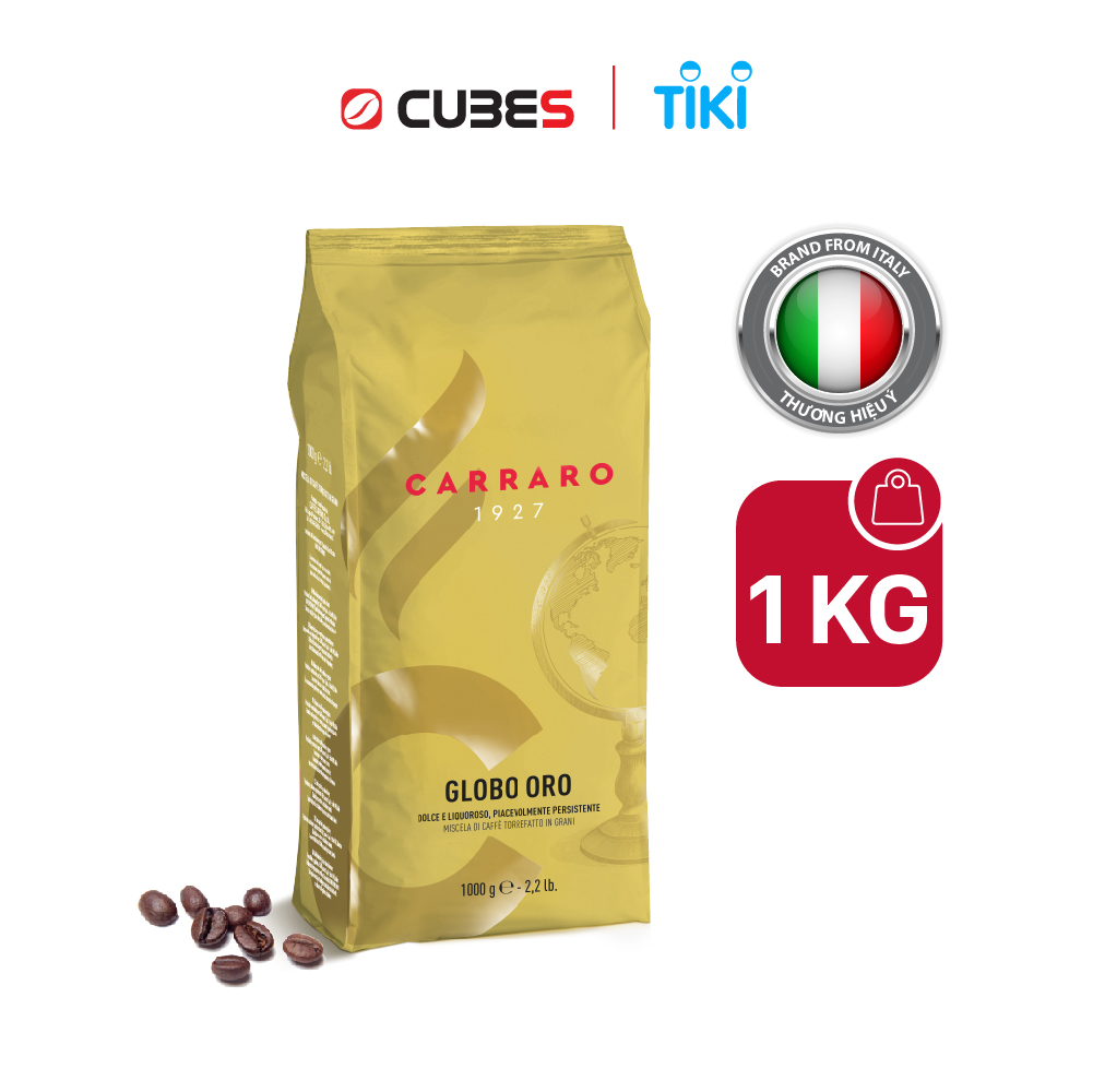 Combo 3kg Cà phê hạt Carraro Rosso, Oro, Arabica- Nhập khẩu chính hãng 100% từ thương hiệu Carraro, Ý