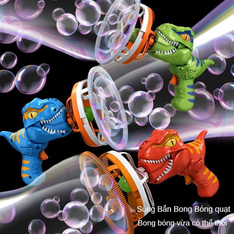 Súng bắn bong bóng xà phòng khổng lồ 2 lớp hình khủng long đồ chơi cho bé giải trí, quà tặng sinh nhật cho bé