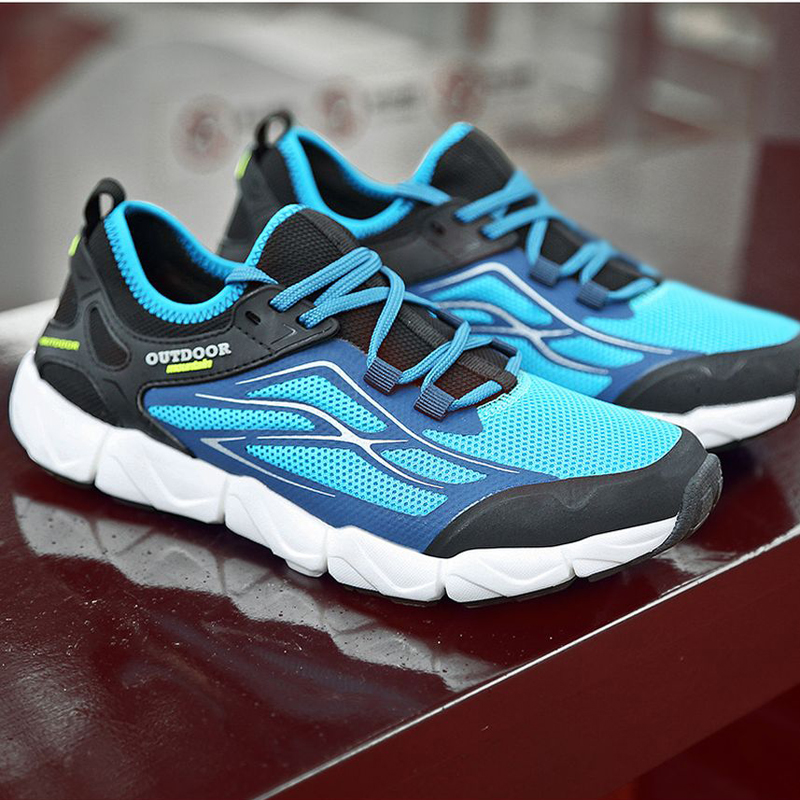 Men's Sports Sneaker Mesh Rubber Splice Breathable Light Running Shoes Tennis Shoes