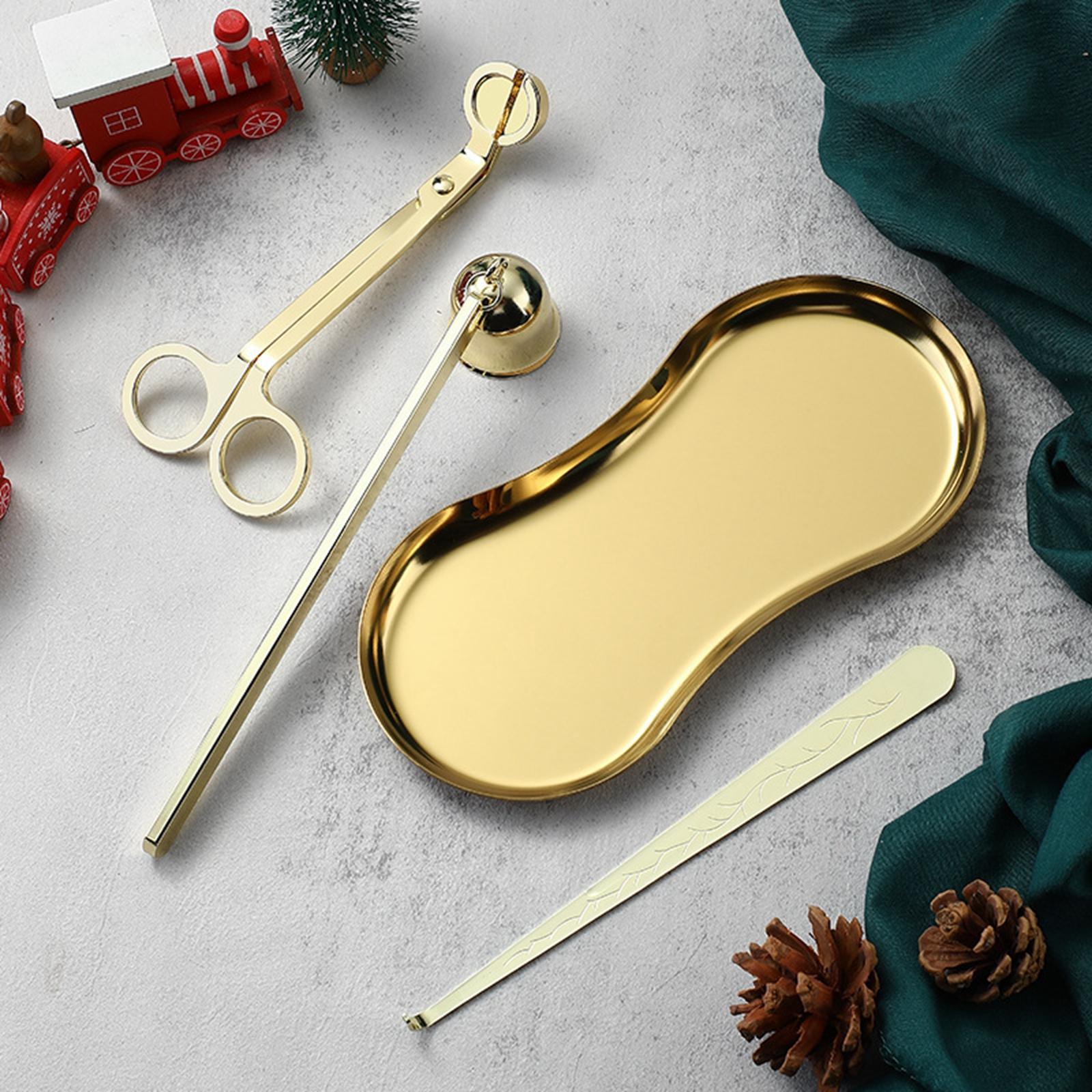 4Pcs Candle Accessory Wick Cutter Extinguisher Stainless Steel Rustproof Sturdy Wick Dipper with Storage Tray
