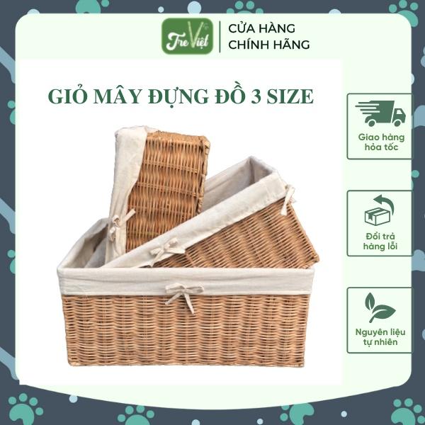 Giỏ Mây Đa Năng Đựng Đồ Có Vải Lót - Rattan Basket