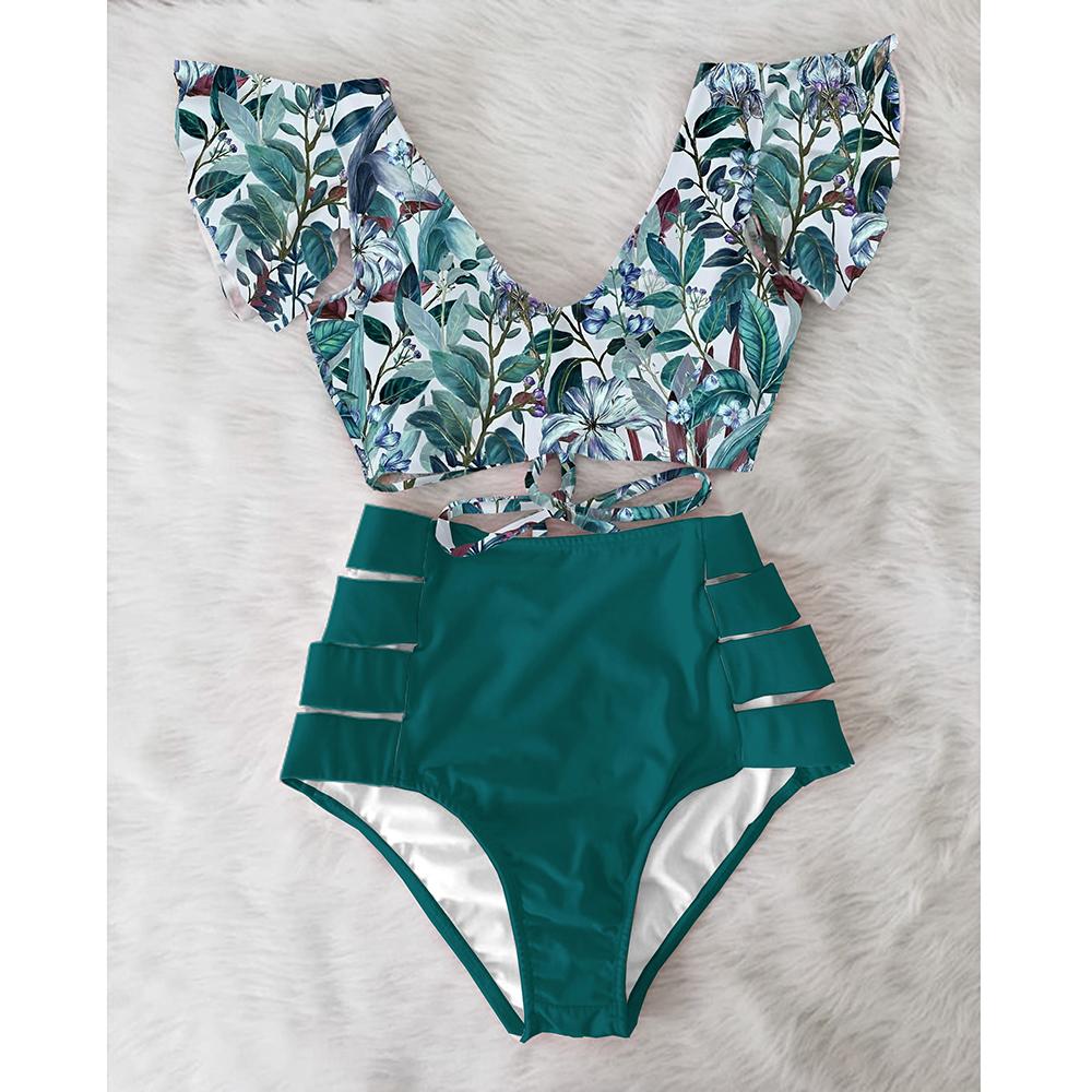 Cao Cấp Bikini 2021 Xù Đồ Bơi Nữ In Đồ Bơi Gợi Cảm Đẩy Lên Bikini Plus Kích Thước Đồ Tắm Hoa Mặc Đi Biển