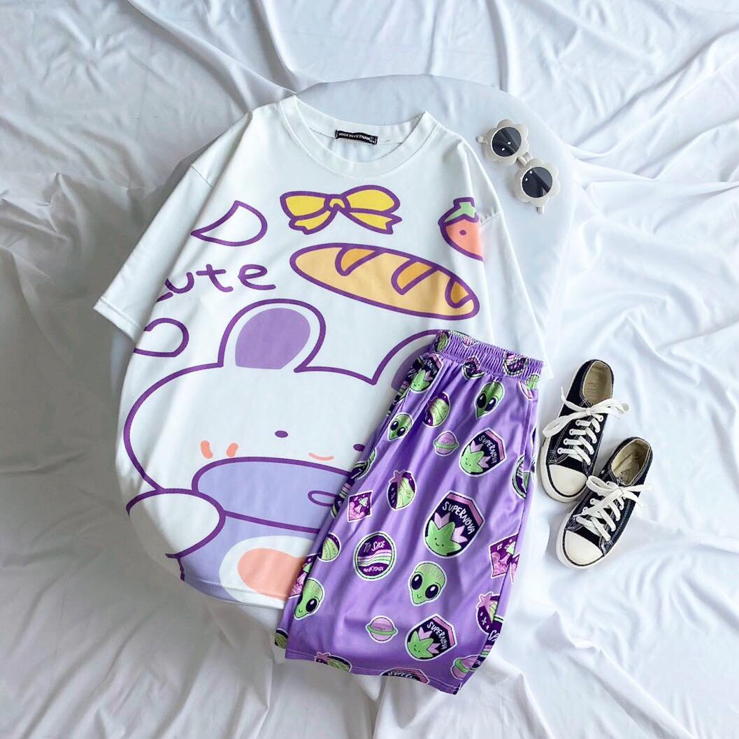 Quần Short Cartoon Unisex, Quần Đùi Hoạt Hình Loang Màu Phiên Bản Mới - MM
