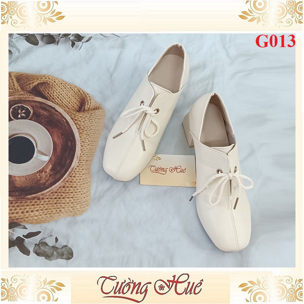 Giày Cao Gót Mũi Vuông Nữ Buộc Dây Gót Vuông Cao 5CM - Hàng Quảng Châu