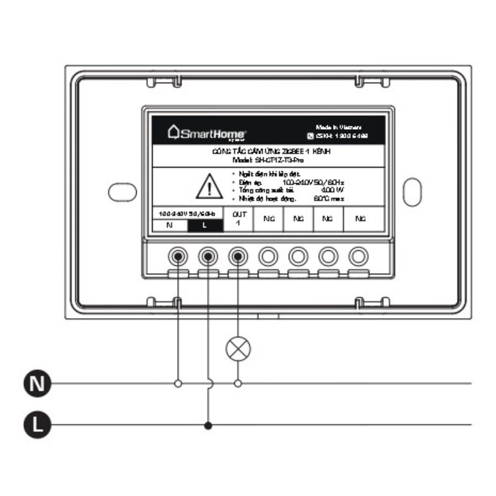 Thiết bị điều khiển 1 kênh zigbee hình chữ nhật bản Luxury-BKAV