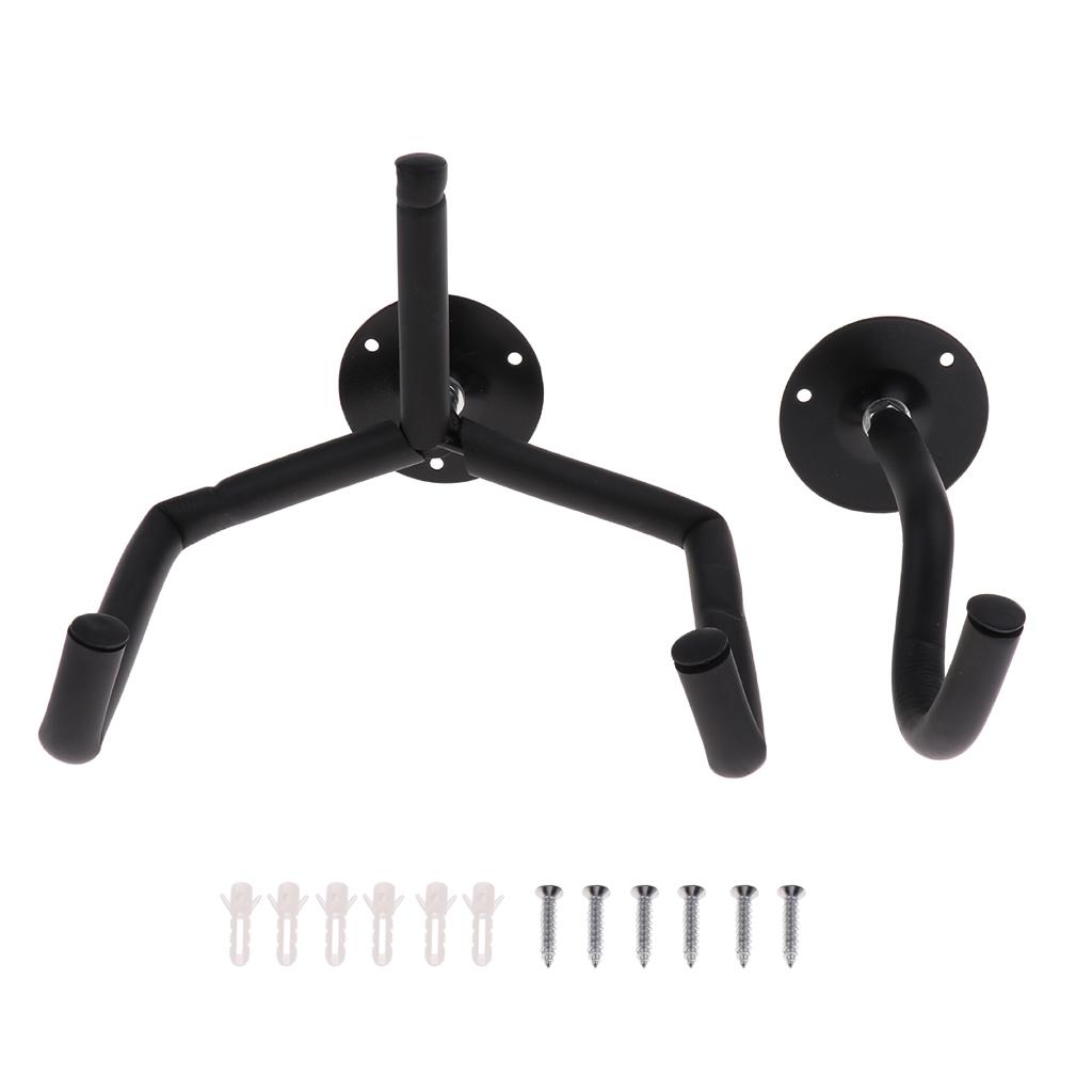 4x Metal Horizontal Guitar Bass Banjo Wall Hanger Stand Slatwall DIY Black