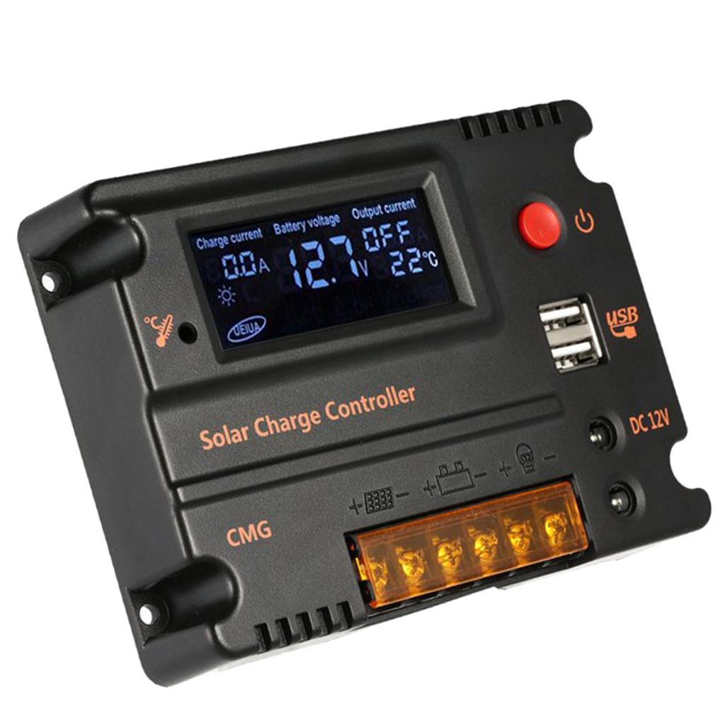20A MPPT PWM Controller Waterproof Solar Charge Controller w/LCD Display and LED Bar