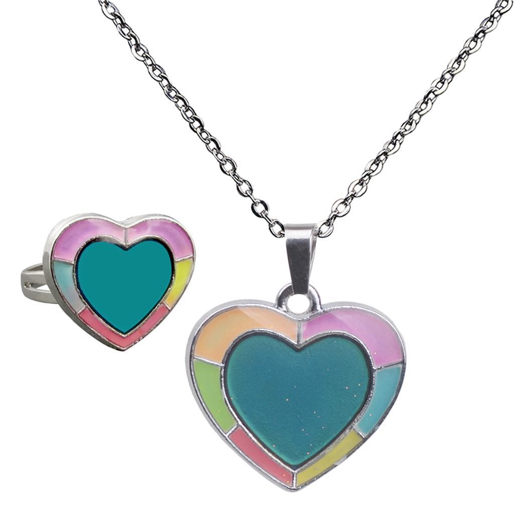Chain Adjustable Necklace Heart Shaped Rings Pendant Necklace Jewelry