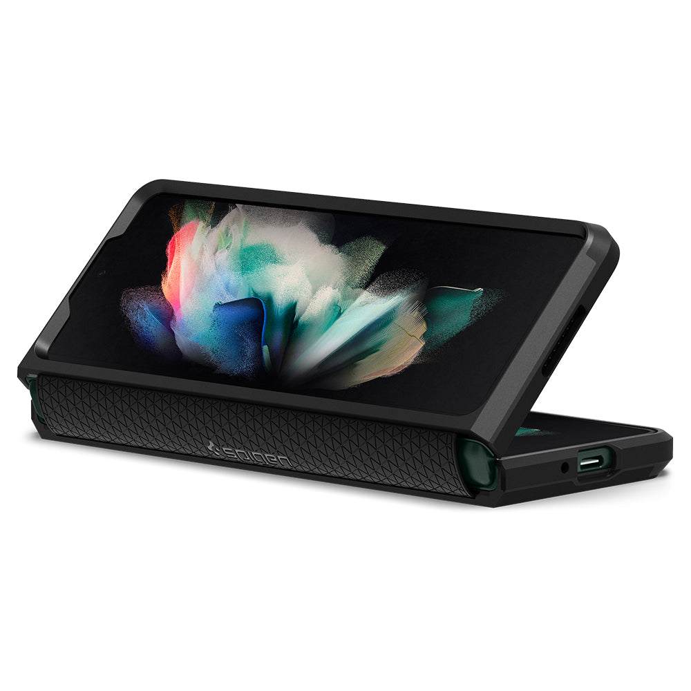 Ốp lưng Spigen Tough Armor Black cho Samsung Galaxy Z Fold 3 5G - Thiết kế đẹp mắt, chống sốc, bền bỉ, viền camera cao - Hàng chính hãng