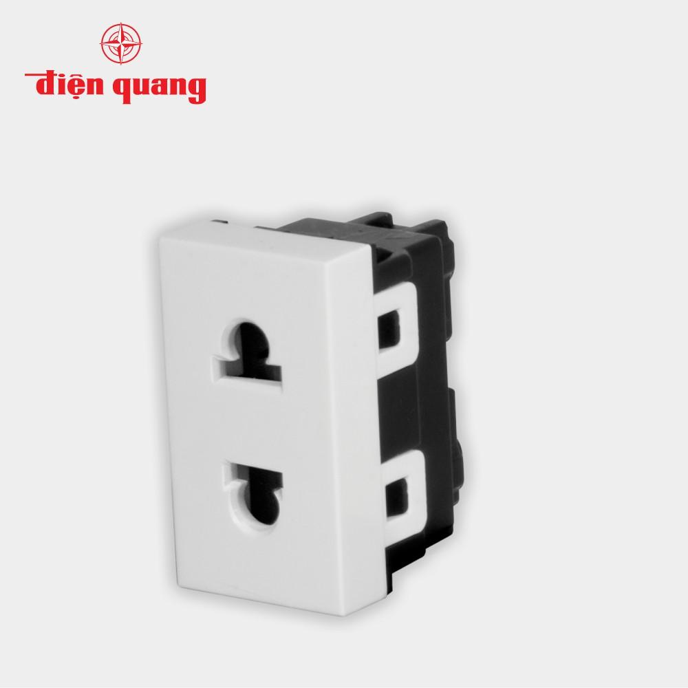 Set 3 Ổ cắm 2 chấu đơn âm tường Điện Quang DQHome ĐQ IW1 O2PS W