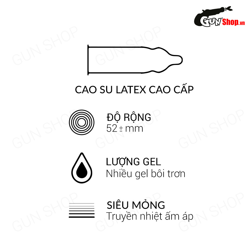 Bao cao su SO Classic - Mỏng, nhiều gel bôi trơn kèm 1 chiếc BCS Gun Super Thin