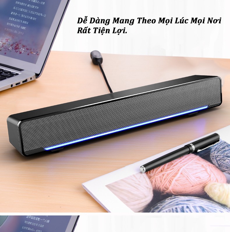 Loa Để Bàn Doron MC V196 - Dùng Cho Máy Tính, Tivi - Âm Thanh Siêu Trầm - Có Dải Đèn Led Cao Cấp - Hàng Chính Hãng