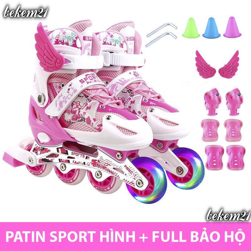 (16 MẪU) Giày Trượt Patin 4 Màu Phát Sáng Sport Trẻ Em - Batin Người Lớn QF Thế Hệ Mới (Tặng 2 Thanh Cờ Lê T