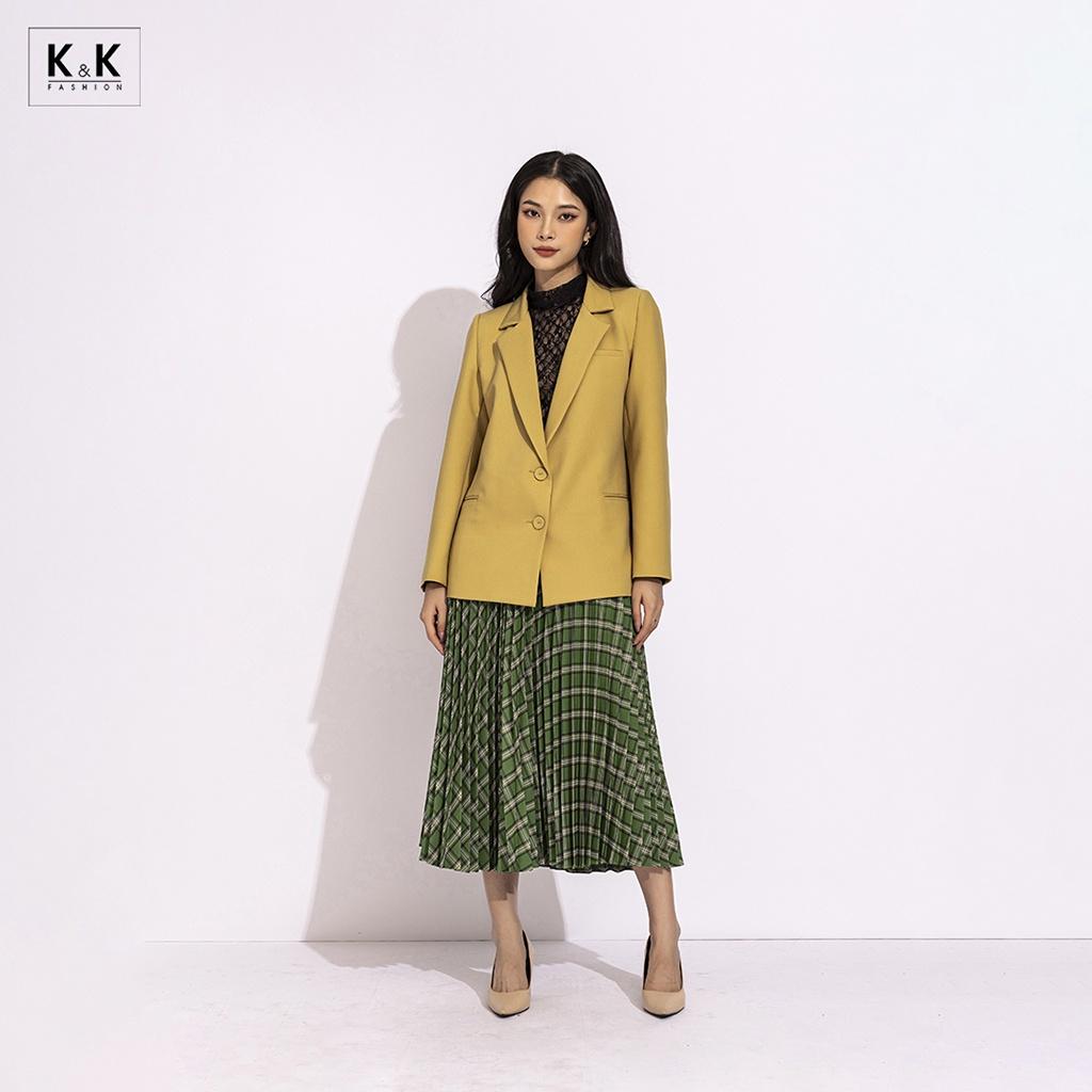 Áo blazer nữ màu vàng hai túi trước K&K Fashion AK11-19 Chất Liệu Teijin
