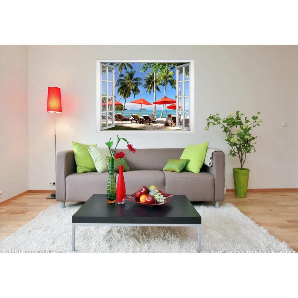 Tranh dán tường cửa sổ cảnh biển 0383