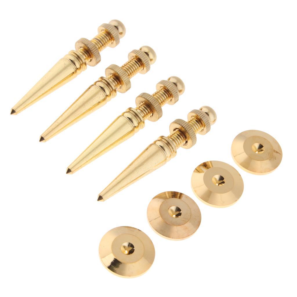 Set of 8 M8 Floor Speaker Subwoofer Stand Spikes Feet Shockproof Pads Gold