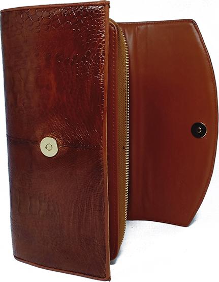 Túi đeo da đà điểu Huy Hoàng da chân màu nâu đỏ HT6417