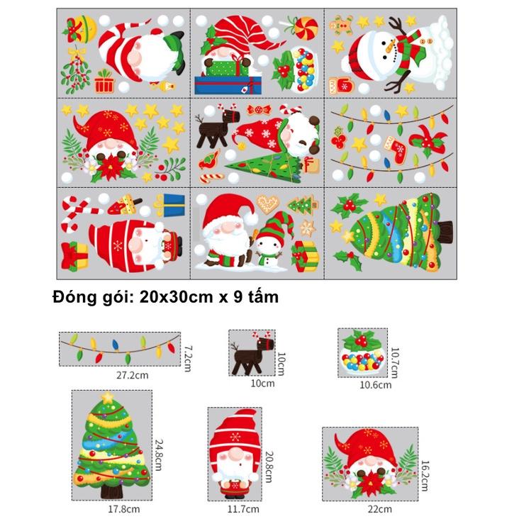 Decal Trang Trí Noel Hai Mặt Hít Tĩnh Điện - 6 CHÚ LÙN HÓA TRANG ÔNG GIÀ NOEL