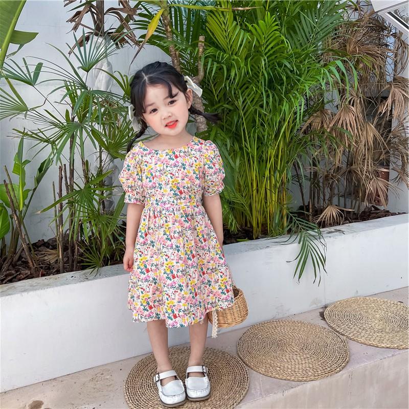 Váy Hoa Nhỏ Thoáng Eo Lưng Dịu Dàng Cho Bé Gái