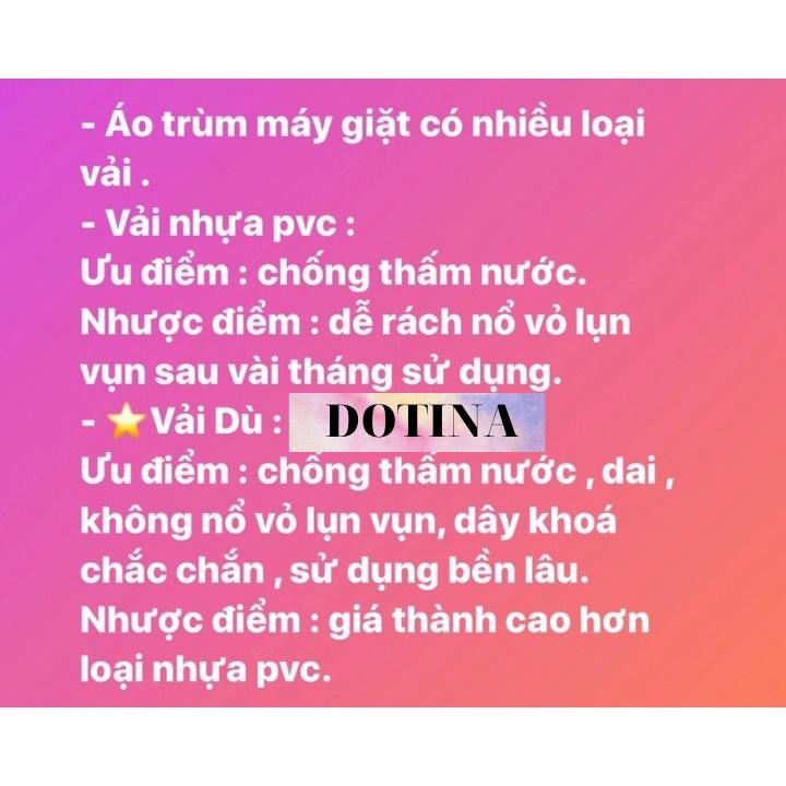 Áo Trùm Máy Giặt Cửa Trên Cửa Trước Vải Dù Dày Bền Dây Khoá To Từ 6 Đến 15kg