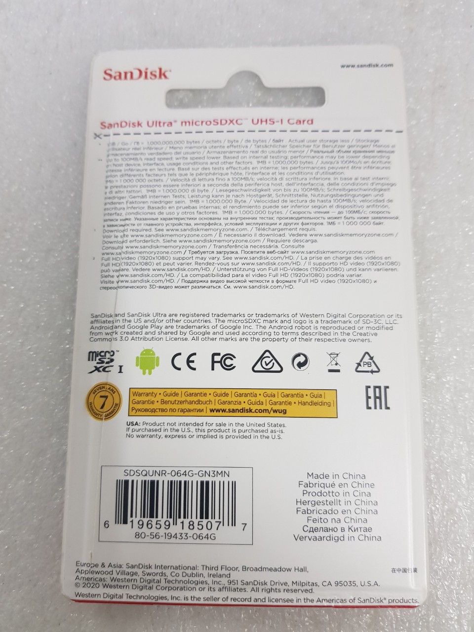 Thẻ nhớ điện thoại Micro SDXC SanDiskk UHS-1 64GB Class 10 - Hàng chính hãng