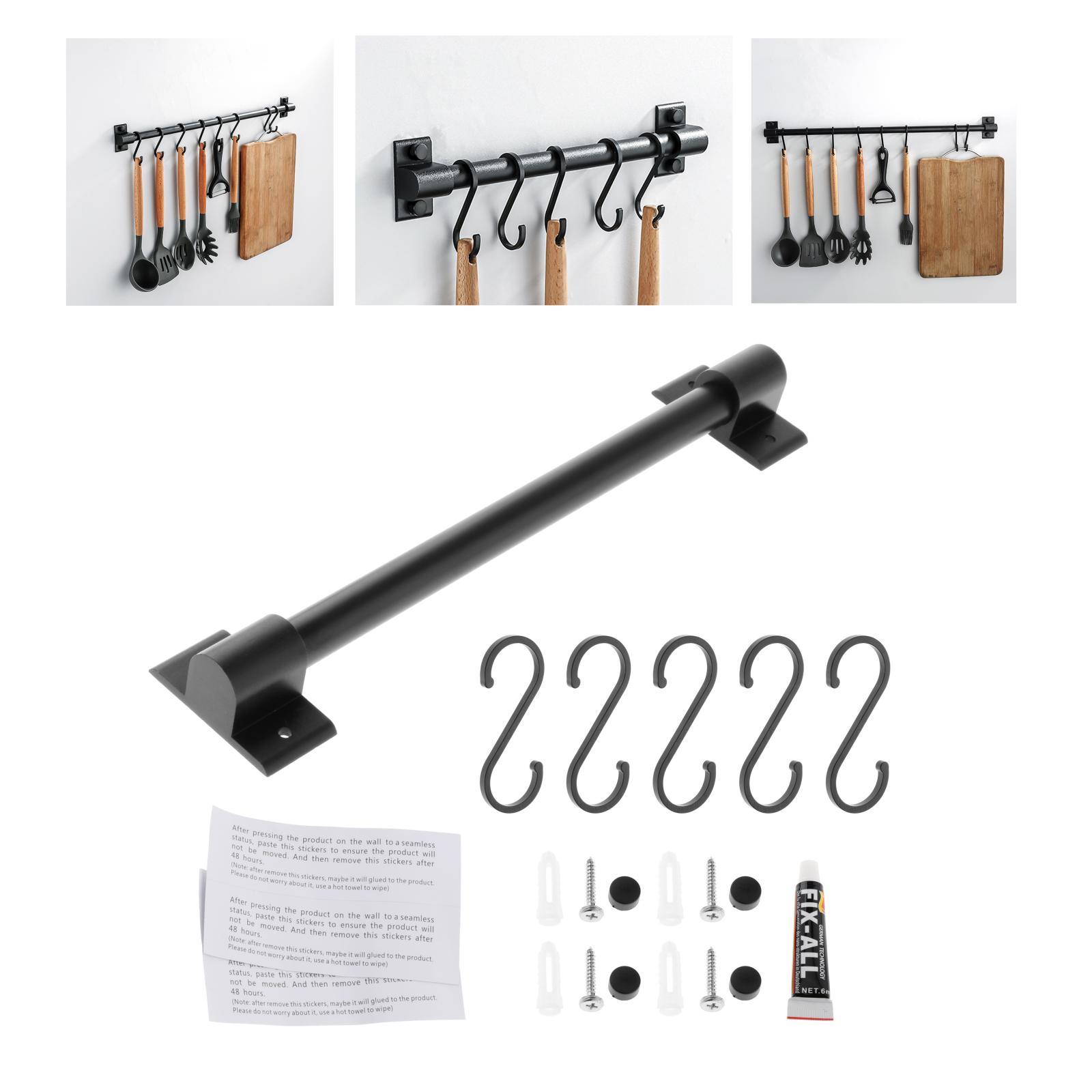 Aluminum Alloy Kitchen Wall Rail Pot Pan Utensil Lid Rack Storage Organizer