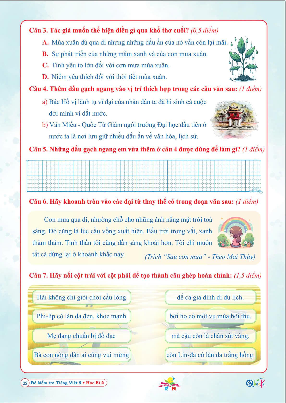 Đề kiểm tra TIẾNG VIỆT 5 Học kì 2 - Kết Nối - Bản Quyền