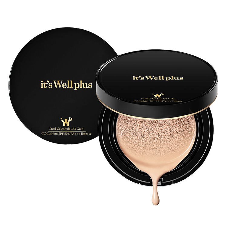 Kem Phấn Nước Trang Điểm Mềm Mượt Và Dưỡng Trắng Da It'S Well Plus Snail Calendula 333 Gold CC Cushion SPF50+/PA+++ Essence 15g