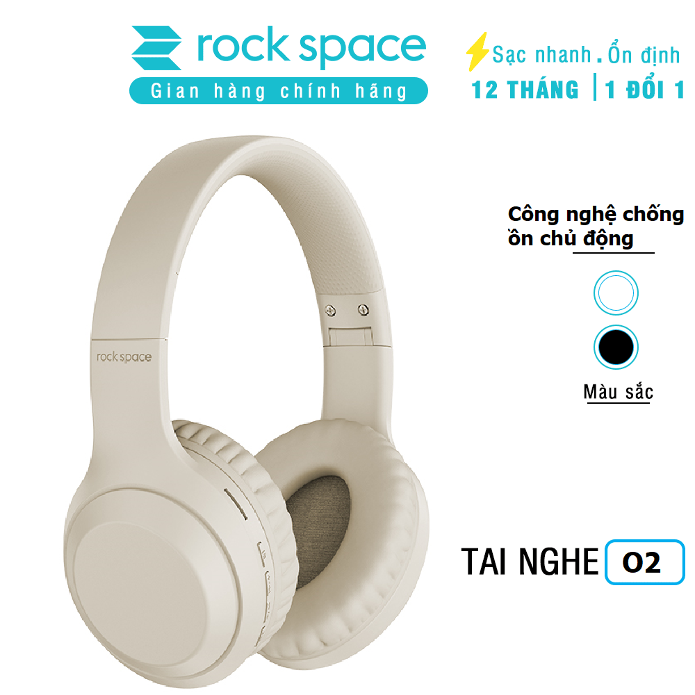 Headphone Tai Nghe Chụp Tai bluetooth Rockspace O2 kết nối không dây có mic nghe nhạc liên tục 15h - Hàng chính hãng bảo hành 12 tháng