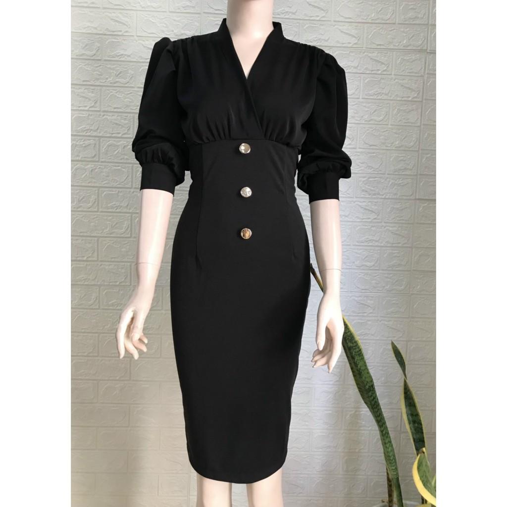 ĐẦM ÔM ĐEN TAY PHỒNG SANG TRỌNG